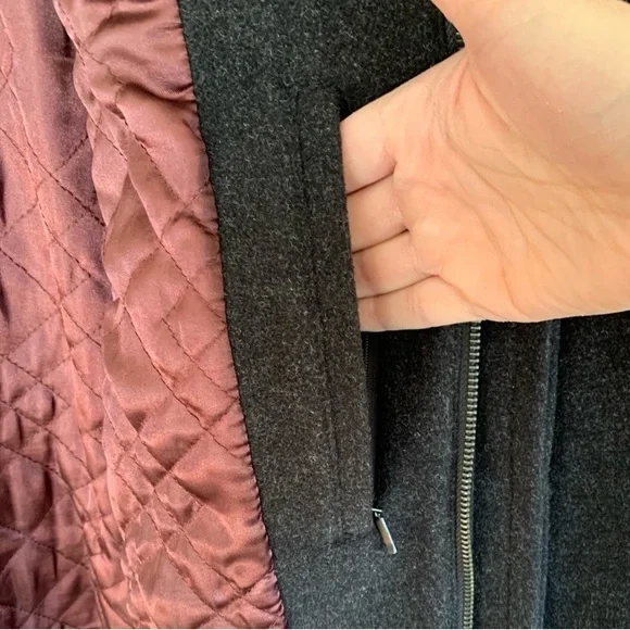 Andrew Marc Charcoal Wool Blend Bib Overcoat - Picture 7 of 10